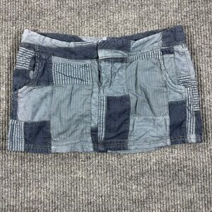 Mossimo‎ Mini Skirt Womens 7 Blue Patchwork Embroidered Boho Denim Style